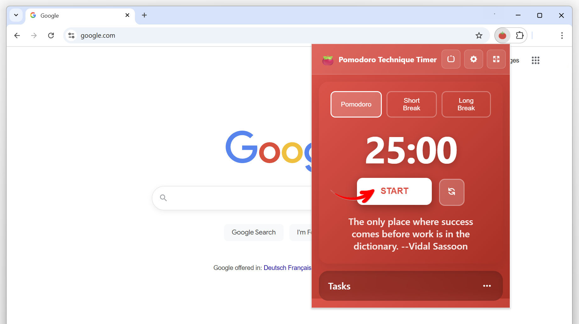 Click START to Begin Your Session
